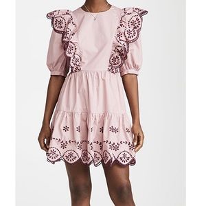 Endless Rose Cottagecore Embroidered Puff Sleeves Baby Doll Mini Dress